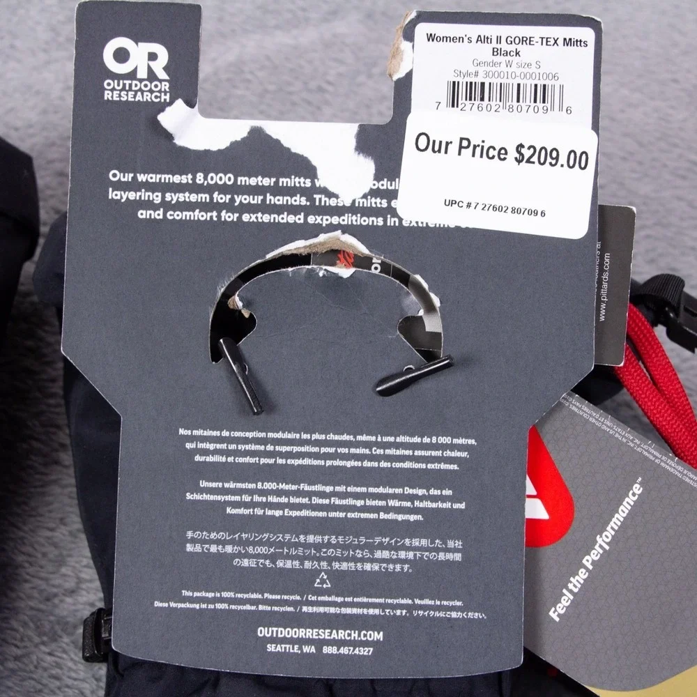 Outdoor Research Alti II Mitts Gore-Tex Womens S Black Insulated NWT $209‎ Ski